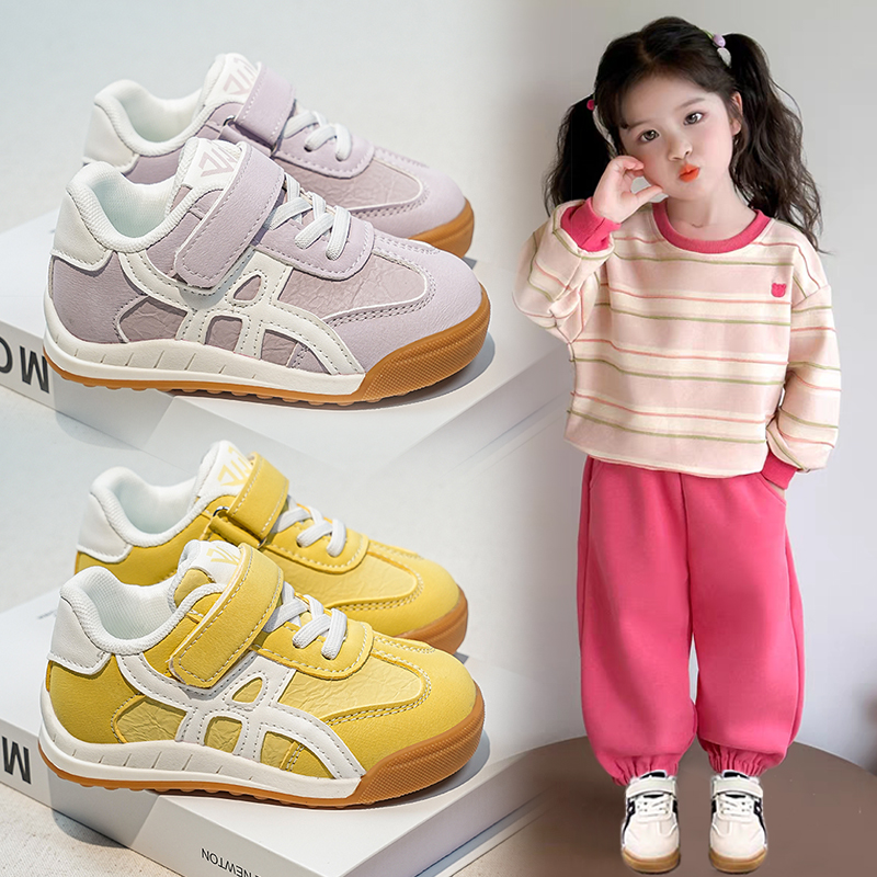 女童皮面休闲鞋软底防滑男童单鞋