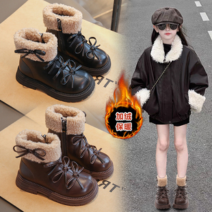 女童靴子2025新款秋冬儿童鞋子短靴加绒小皮鞋宝宝棉鞋冬季二棉靴