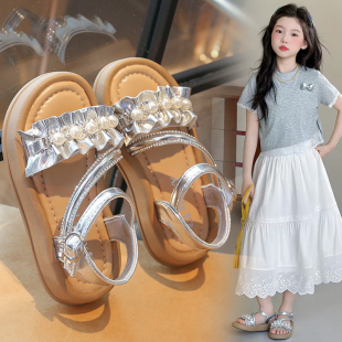女童鞋子儿童公主凉鞋2026新款夏季夏款女孩宝宝珍珠软底女生大童