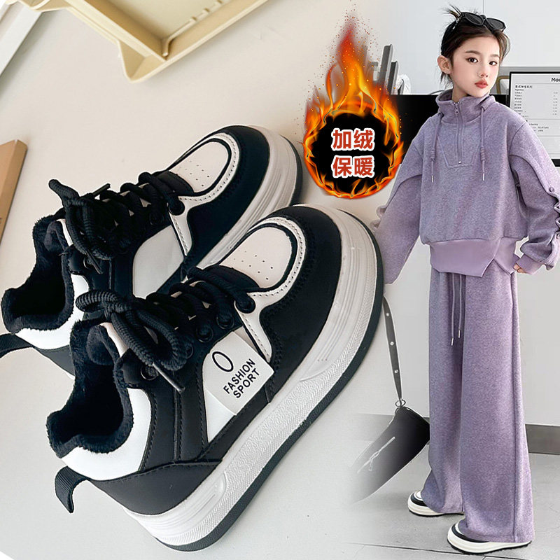 女童加绒保暖二棉鞋休闲百搭板鞋