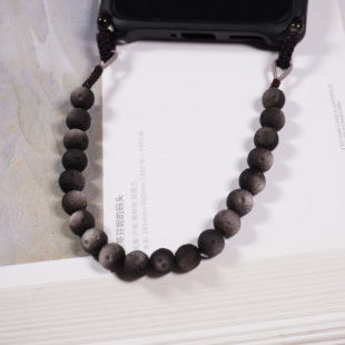 银曜石手机链男女手腕挂绳短款新中式复古风陨石坑斜挂天然石挂件