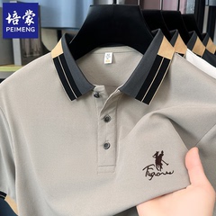 培蒙夏季男士短袖T恤商务休闲宽松上衣刺绣版纯色半袖翻领polo衫
