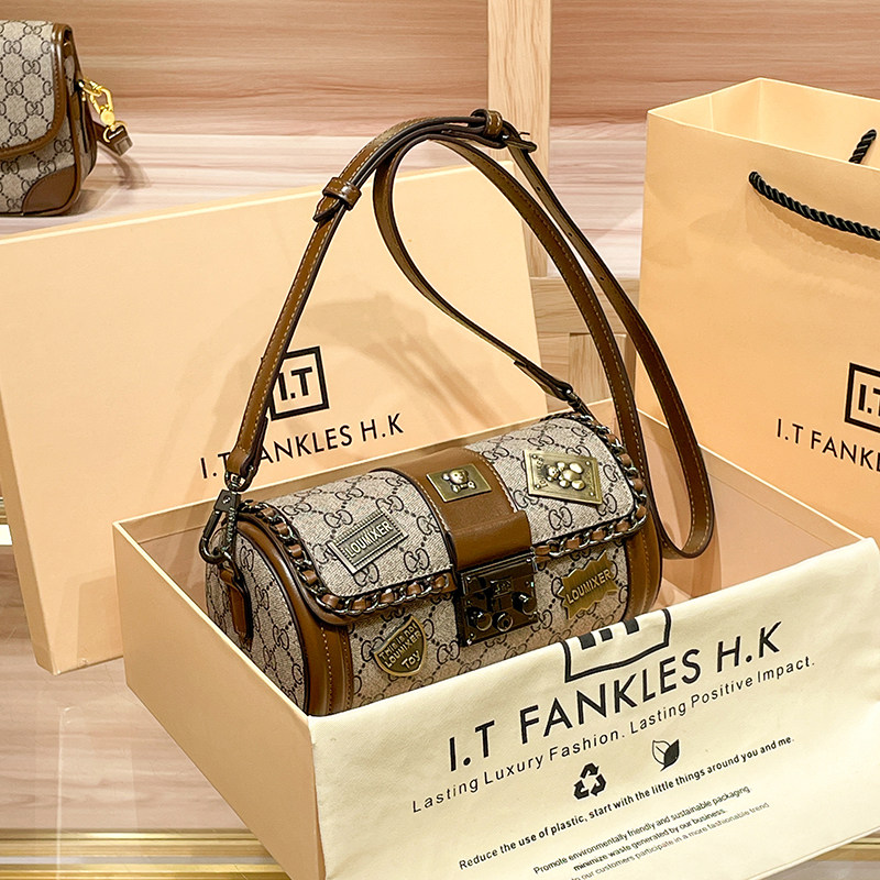 CITEX LV官方旗舰店香港专柜圆筒包枕头包女2025新款时尚真皮女包