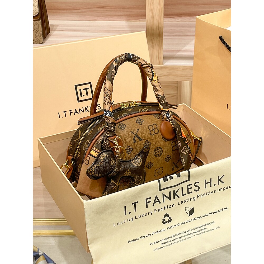 CITEX LV官方旗舰店香港代购真皮女包2025新款印花贝壳包时尚百搭
