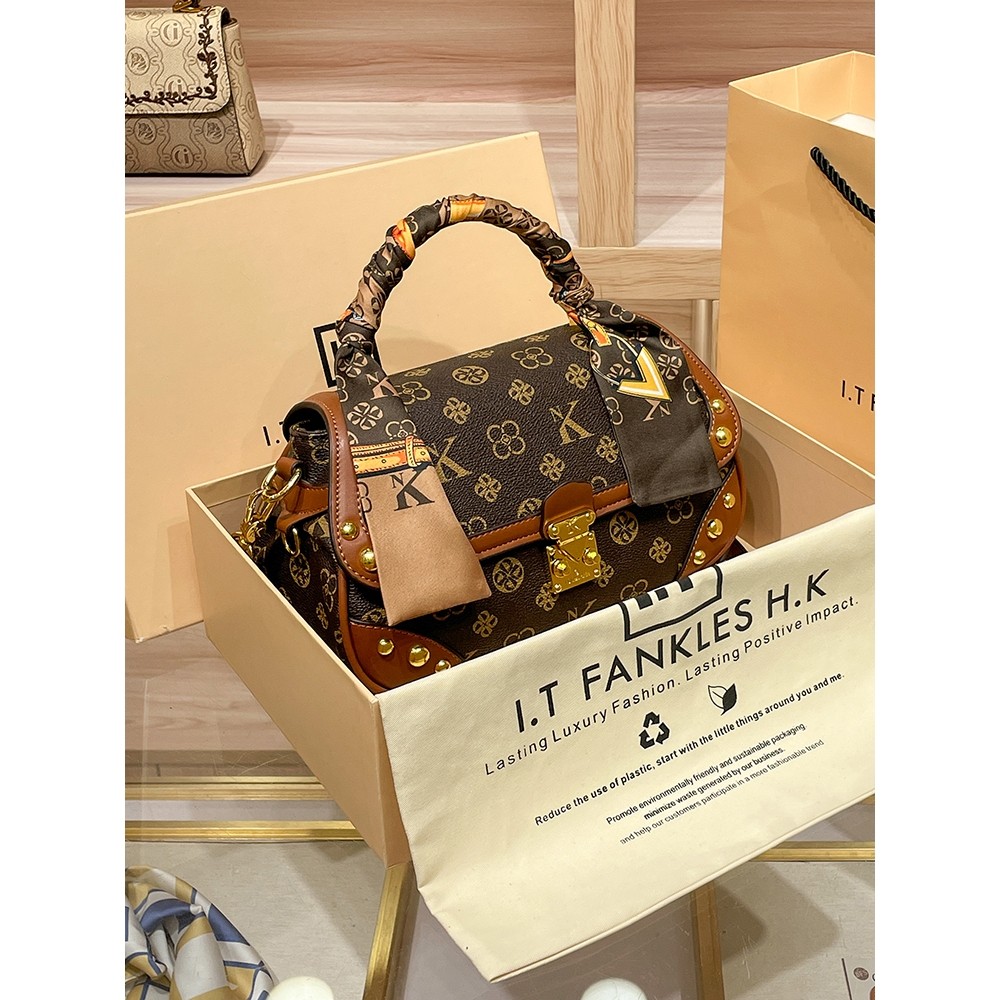 CITEX LV官方旗舰店香港代购包包女士2025新款斜跨包真皮质感复古