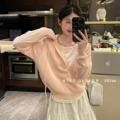 特价 女 SISTER假两件V领连帽针织衫 69不退不换联系客服改价 KISS