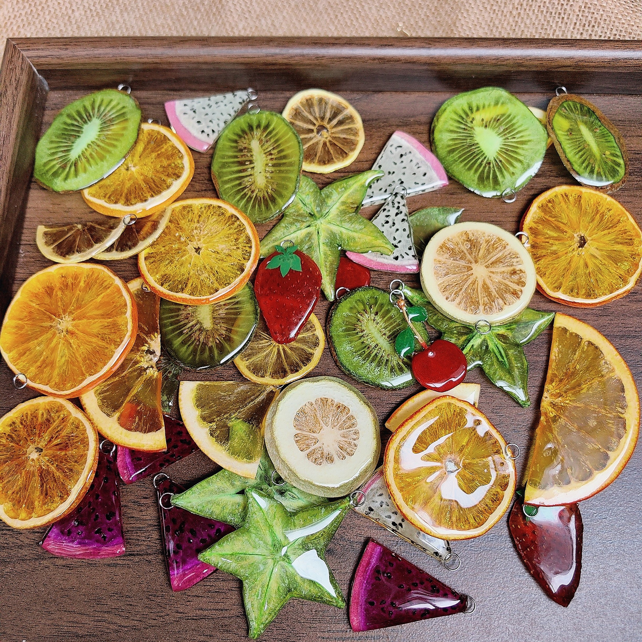 滴胶果实蔬菜水果冻干植物标本批发手工工厂直达半成品带圈可定制