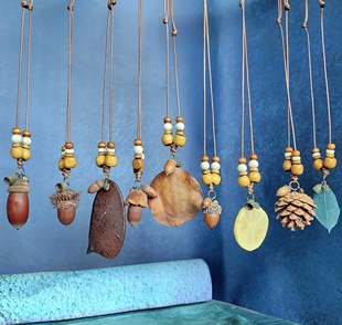 新中式橡果项链可爱森系植物干果实项链种子项链男女古风汉服配饰