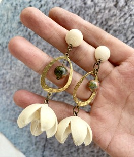 植物耳环 | Reno手作植物饰品果实种子复古古铜小众耳环耳夹耳饰