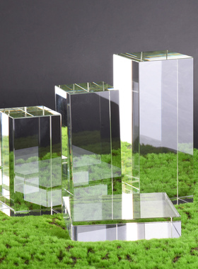 水晶玻璃底座内雕logo摆件底托