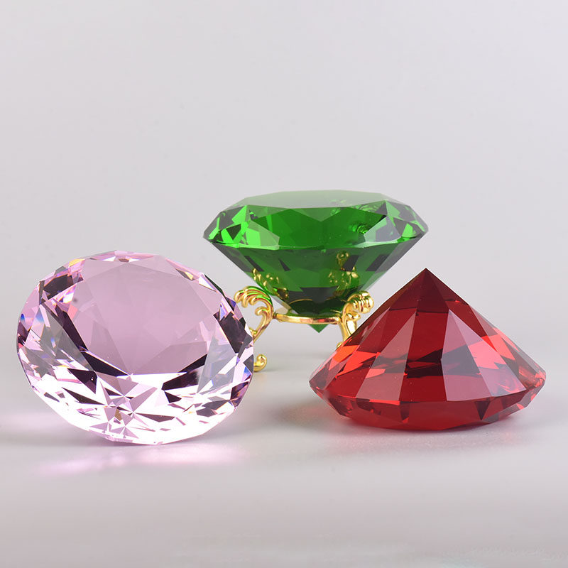水晶玻璃钻石大宝石卧室桌面装饰摆件拍摄道具彩虹制造生日礼物