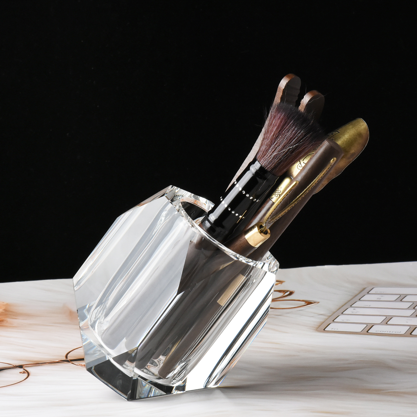 茶道六君子收纳筒水晶罐