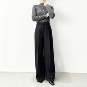 高腰直筒休闲拖地高智长裤 女宽松通勤西裤 子 阔腿裤 高个子加长西装