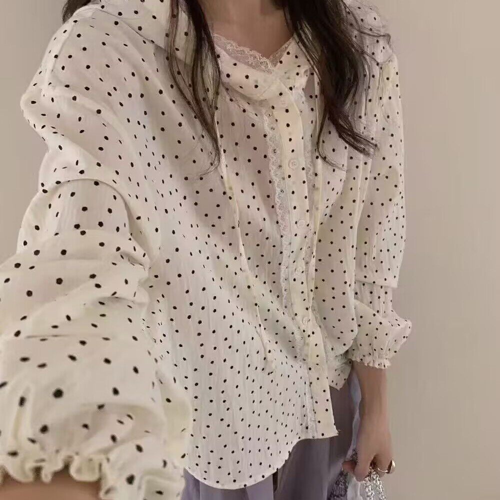 韩国东大门外贸冰纱蕾丝波点连帽防晒衣女2025年夏开衫女帽衫薄款