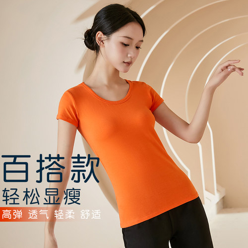 舞蹈服练功短袖上衣黑色圆领