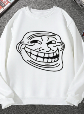 trollface表情包卫衣男加绒外套coolface恶搞巨魔脸邪恶微笑衣服