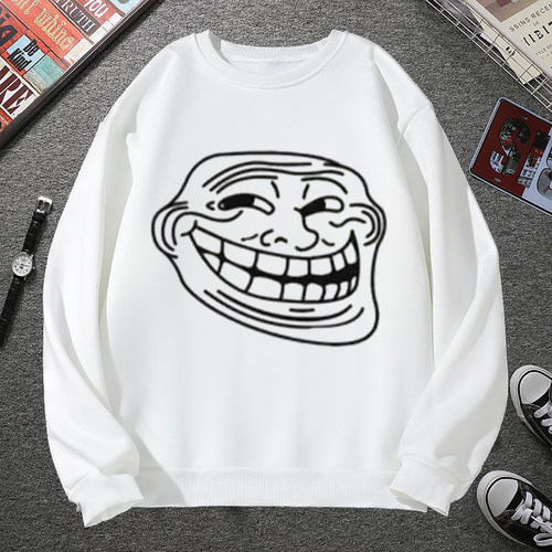 trollface表情包卫衣男加绒外套coolface恶搞巨魔脸邪恶微笑衣服