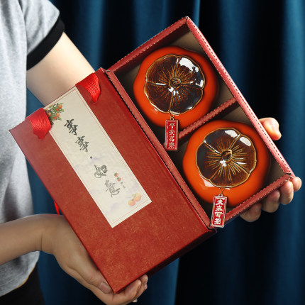 新款柿柿如意柿子罐创意摆件礼品定制公司开业赠品伴手礼实用礼物