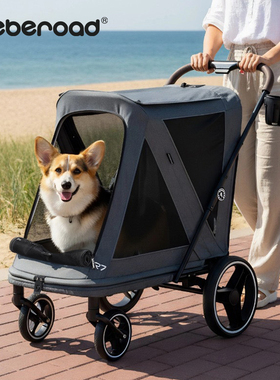 BebeRoad R7中大型宠物推车轻便可折叠狗猫猫咪宠物车老年犬外出