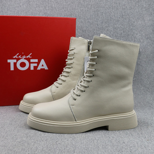 雪地靴女鞋 头层牛皮 羊毛混纺外贸俄罗斯单加绒皮面防水中筒棉鞋