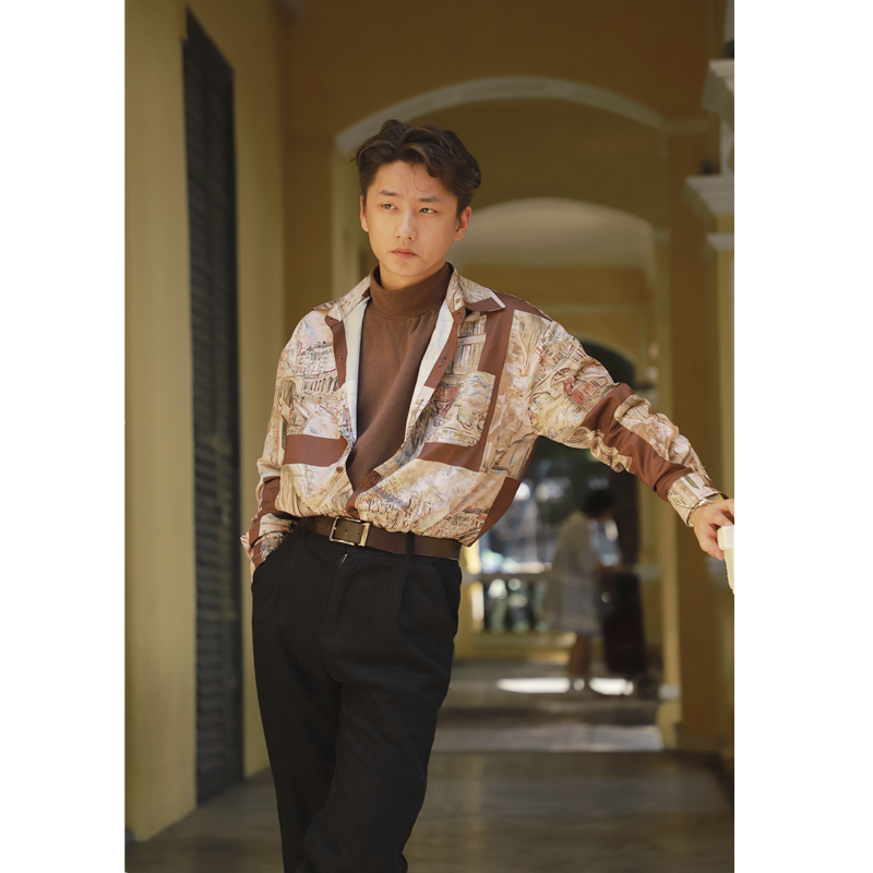 何记港风复古衬衫男女