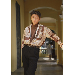 何记自制「罗马假日」春夏vintage宽松巴洛克BF复古长袖 男女