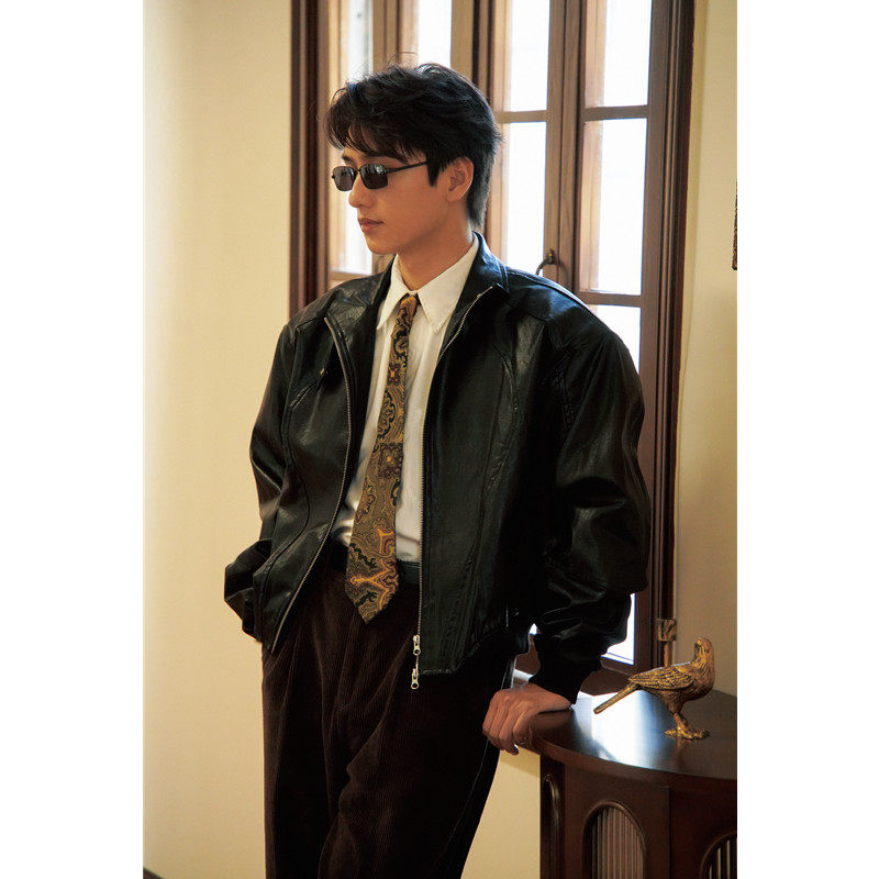 何记港风/复古立领机车短款PU皮夹克 垫肩小众宽松皮衣男,男装,皮衣,淘宝优惠券,粉丝福利购,淘宝优惠卷