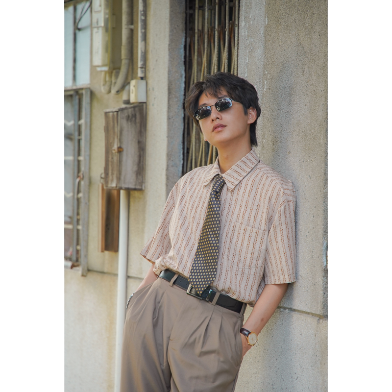 何记港风【喜剧之王】何记自制复古港风夏季垂感短袖衬衫男女