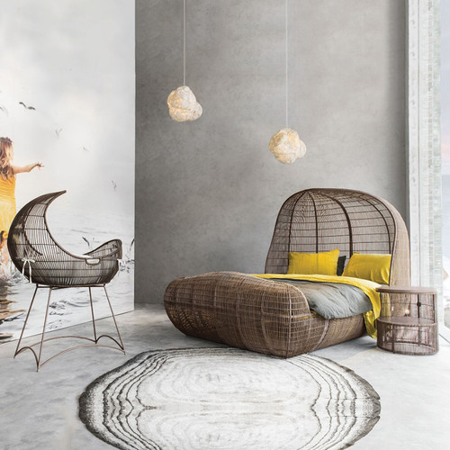 户外藤艺床 露台别墅民宿休闲双人床 卧室花园躺床酒店藤编床创意