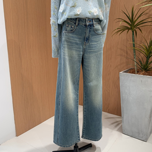 女牛仔长裤 Ceevan春夏新品 高腰显瘦百搭松弛感立体剪裁直筒阔腿裤