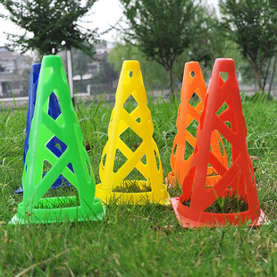 23cm标志锥障碍物10个装 防风镂空足球训练标志桶路障 轮滑平花桩