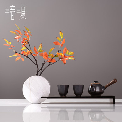 新中式风禅意大理石茶几软装花器