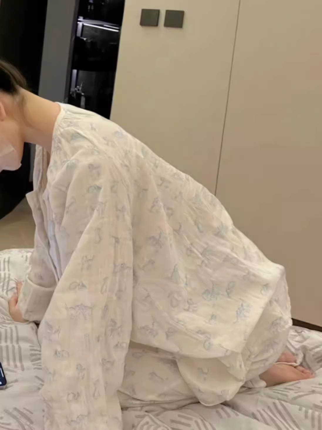 少女碎花棉纱长袖睡衣女春秋季2024新款高级甜美开衫长裤居家套装