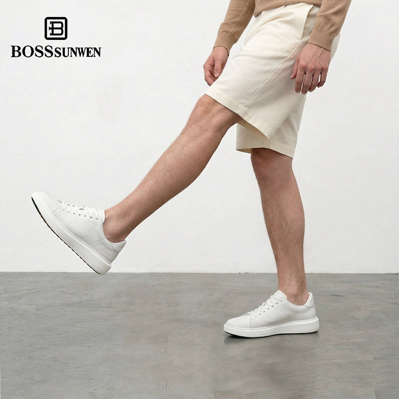 【辛云来同款】BOSSSUNWEN高级感男士板鞋厚底休闲小白鞋图片