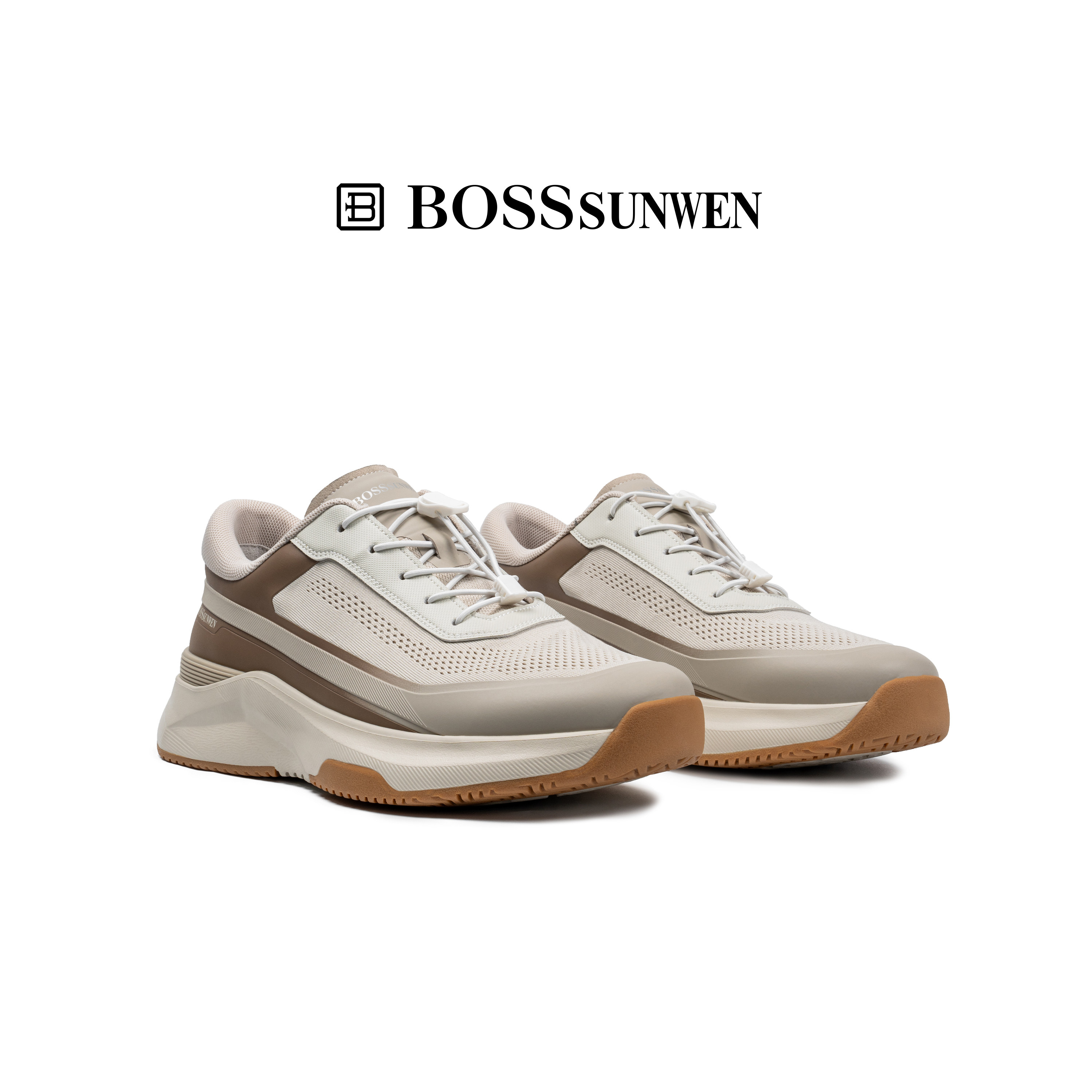 BOSSSUNWEN/博斯·绅威篮球鞋带运动休闲鞋2026新款网面透气男鞋图片