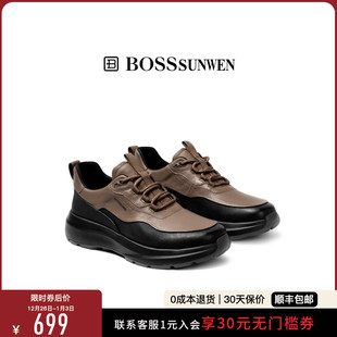 软底不累脚跑鞋 BOSSSUNWEN 运动休闲鞋 男鞋 博斯·绅威2025新款