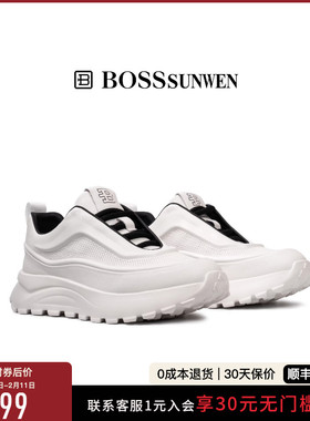 BOSSSUNWEN/博斯·绅威2025秋冬新款小白鞋厚底增高男运动休闲鞋