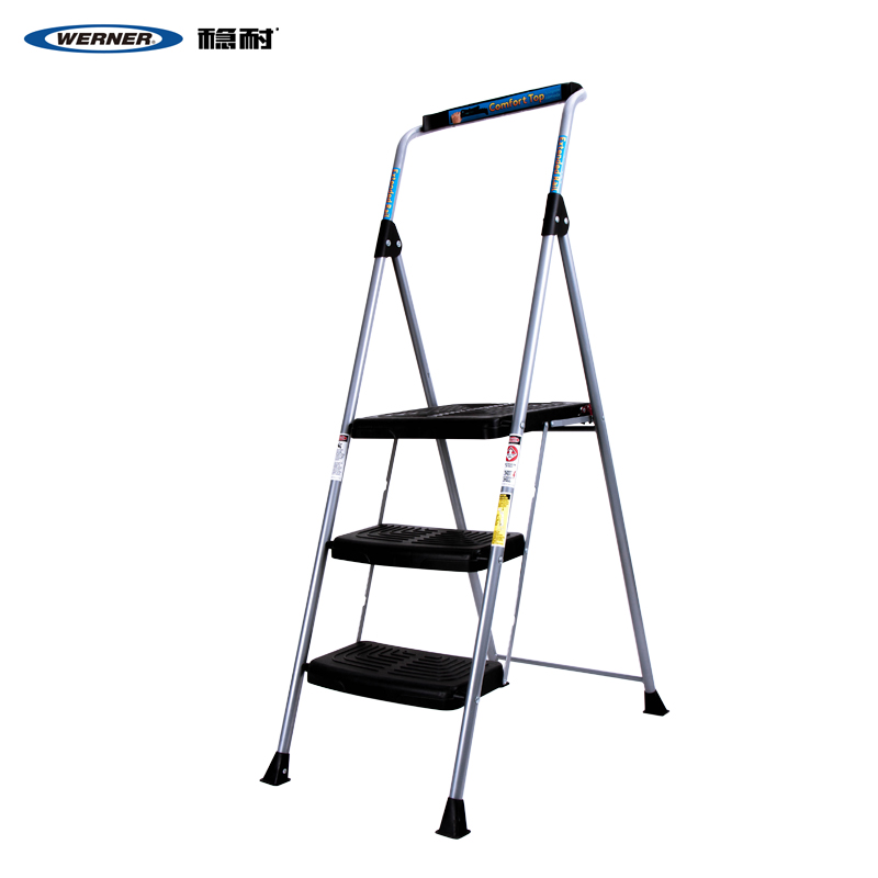 稳耐美国家用折叠铁质三步梯