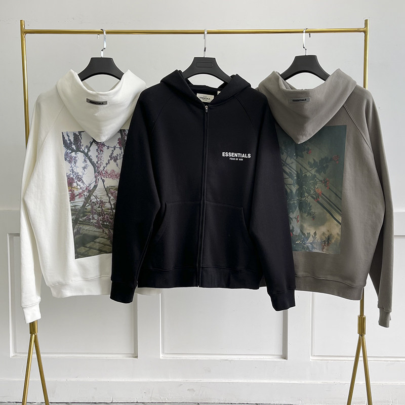拉链外套fear of god复线essentials花卉连帽卫衣fog宽松情侣帽衫