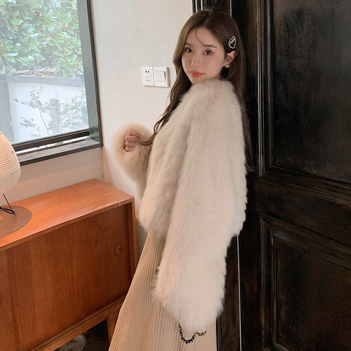 糯糯美2024新冬季车条加密狐狸毛皮草外套大衣女年轻名媛显瘦