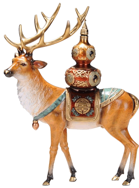 双全客厅玄关纯铜福鹿摆件