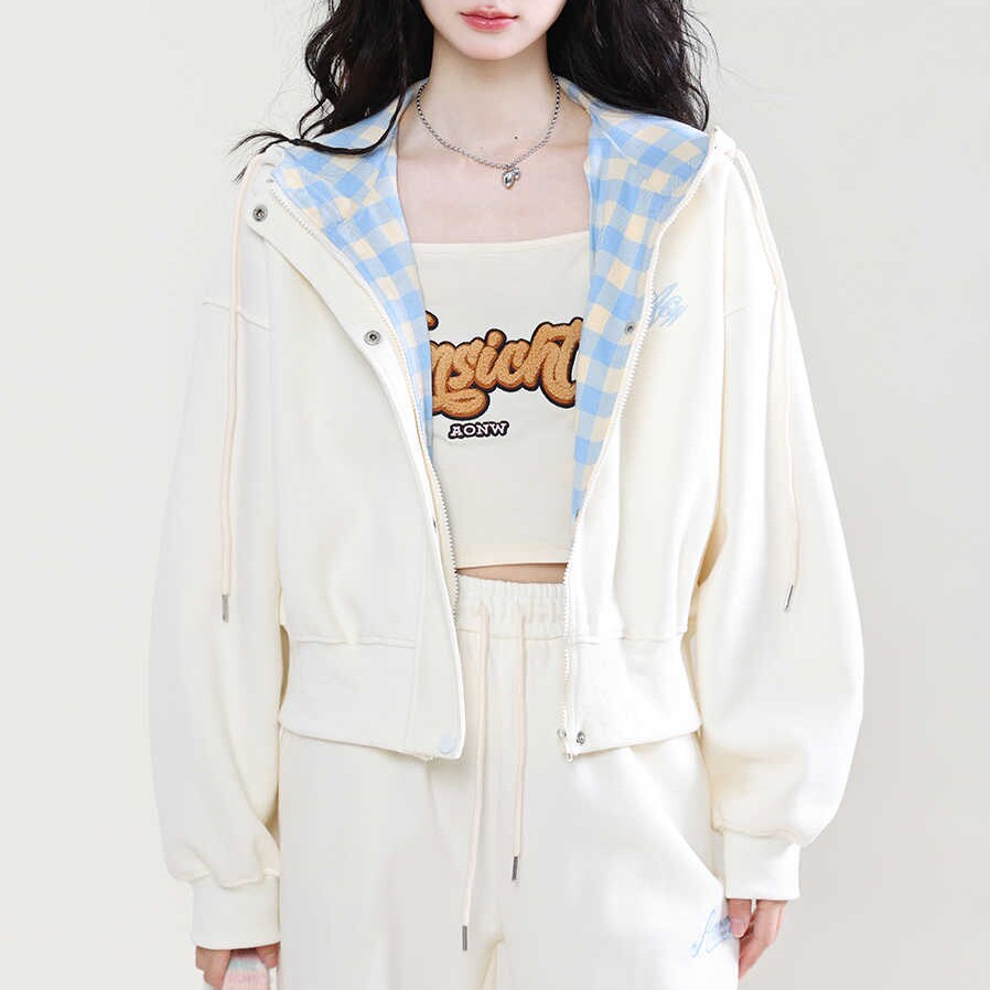 设计感撞色运动套装女宽松春秋季韩版时尚休闲卫衣阔腿长裤两件套