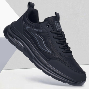 男鞋2025新款秋冬季男士英伦风黑色休闲皮鞋男款厚底运动板鞋