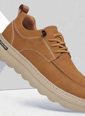 男鞋2025新款秋冬季男士英伦风黑色休闲皮鞋男款厚底运动板鞋