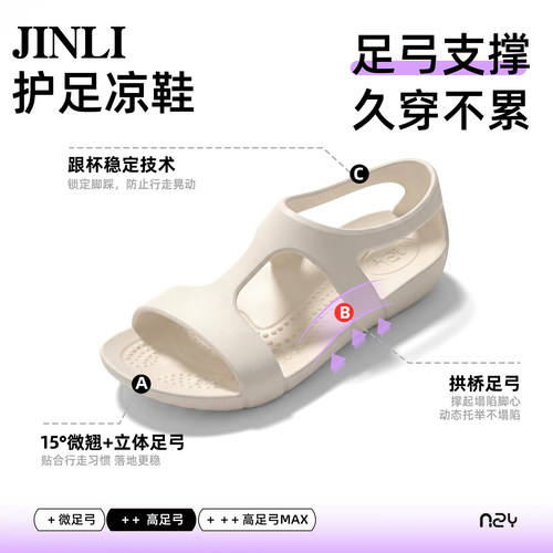足弓支撑沙滩凉鞋女款夏季外穿透气轻便芭蕾舞运动溯溪涉水洞洞鞋