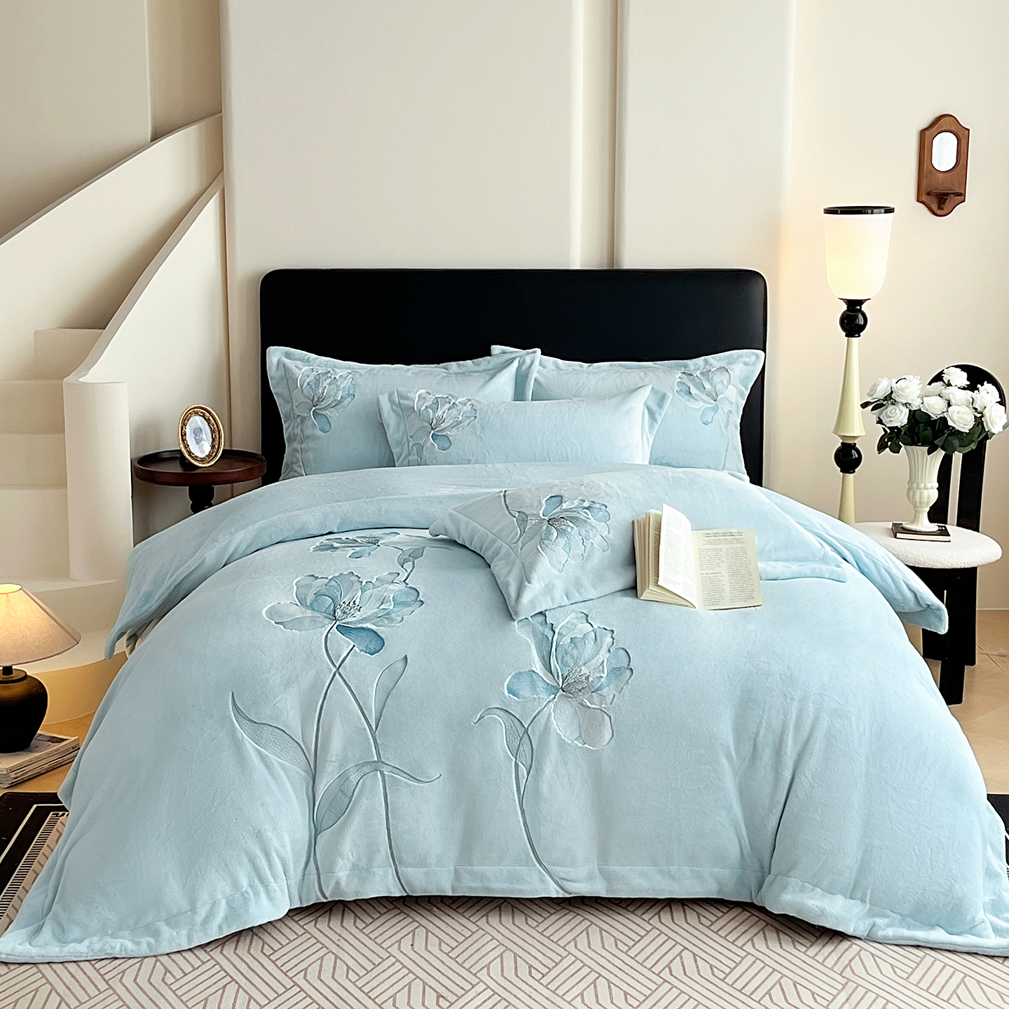 冬季抗静电加厚保暖四件套法兰绒