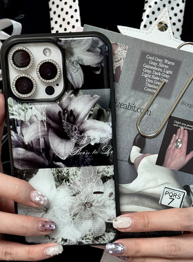 朋克暗黑百合花艺术高级简约ins日韩古早适用iphone17promax亚克力壳苹果17airplus/16pro手机壳