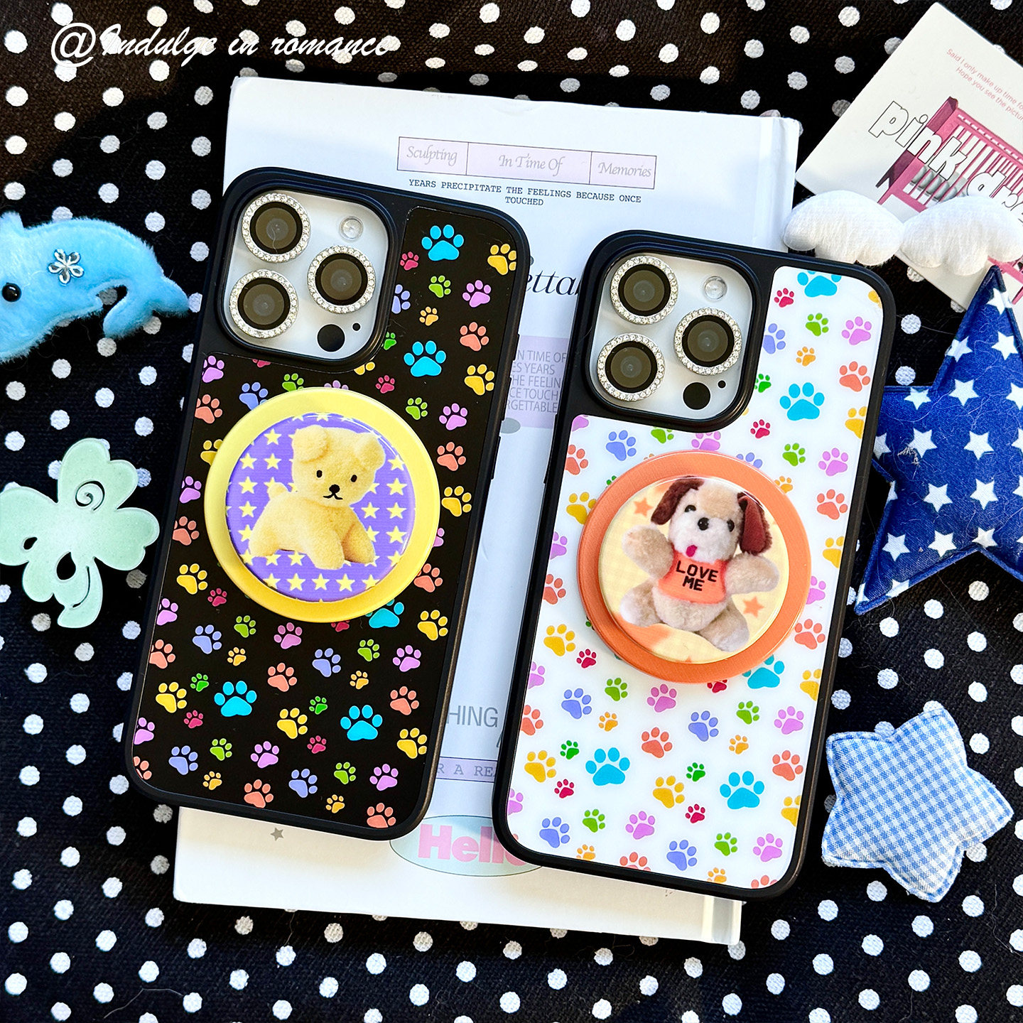 巴胺彩色狗猫爪磁吸肤感美式古早ins日韩适用iphone16promax亚克力壳苹果15plus131412姐妹手机壳