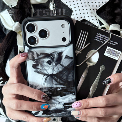 哥特百合花小鹿暗黑复古手机壳