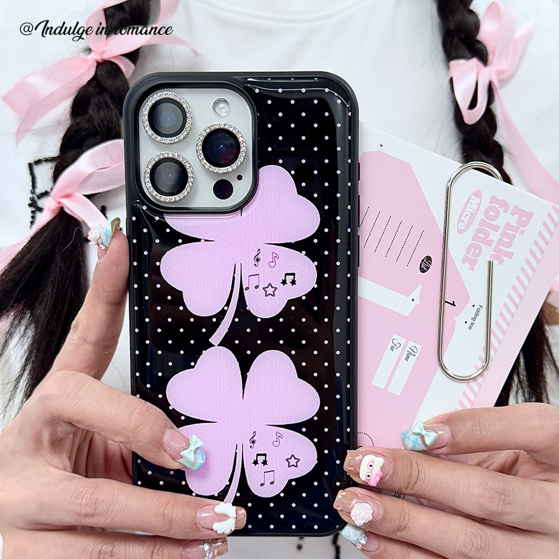 四叶草音符少女波点日韩甜ins韩可爱复古 适用iphone16promax亚克力壳苹果15plus/14手机壳